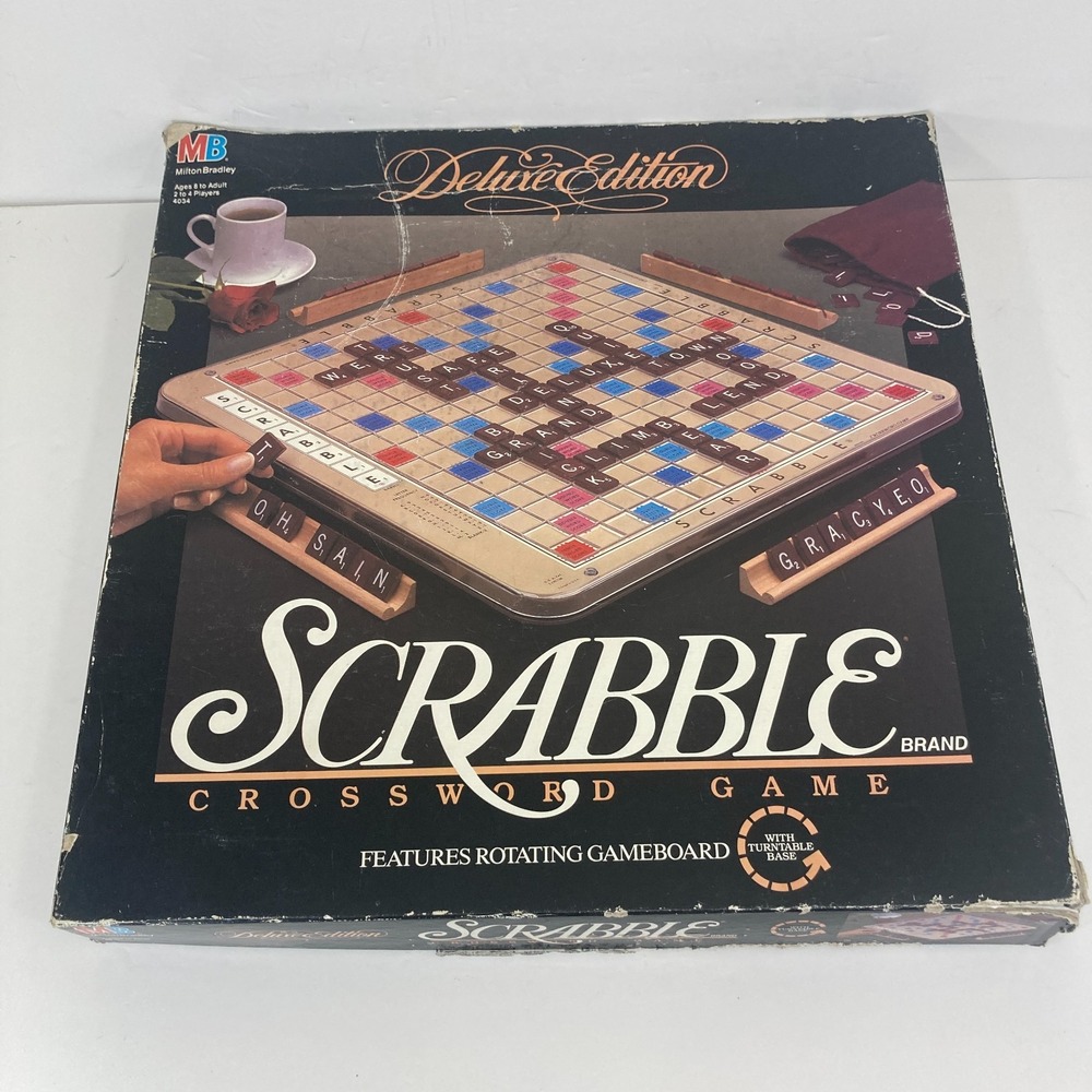 Scrabble Deluxe Edition Crossword Game 4034 Vintage 1989 Turntable Base